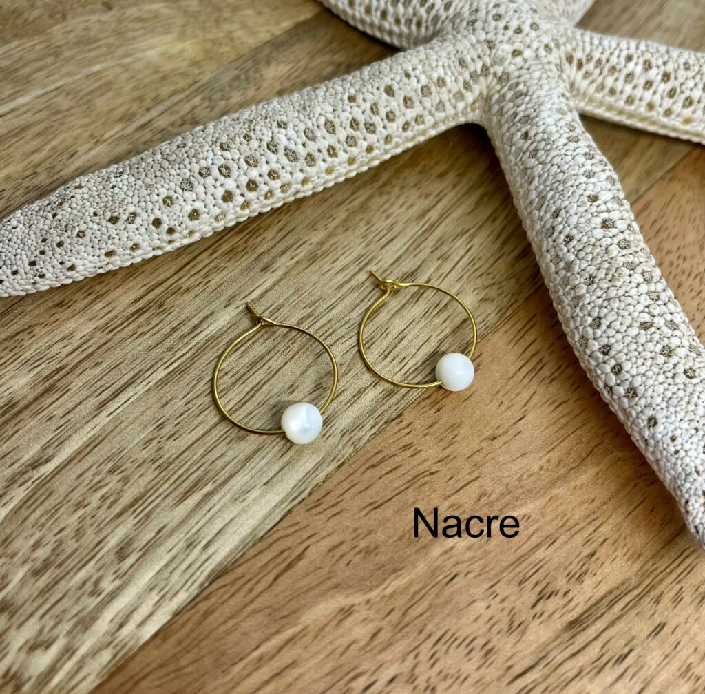 Créoles Acier Inoxydable & Perle Pierre Naturelle 