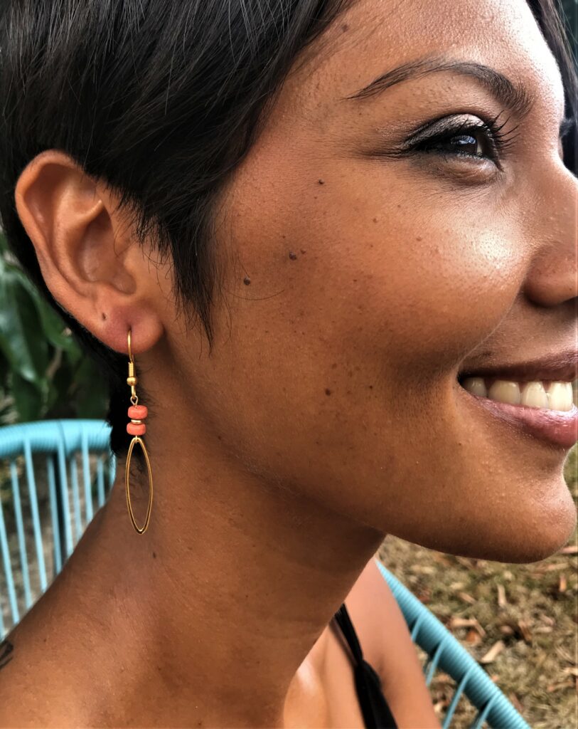 Boucles d'Oreilles Brindille & Perles Heishi En Céramique