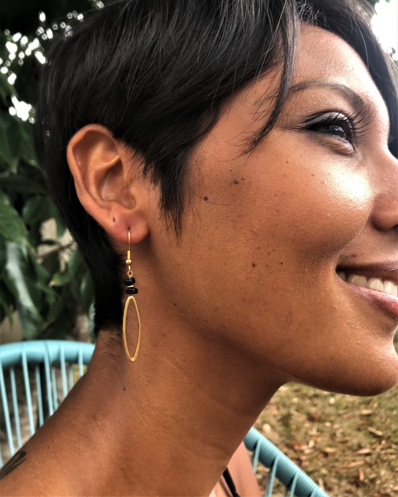 Boucles d'Oreilles Brindille & Perles Heishi En Céramique