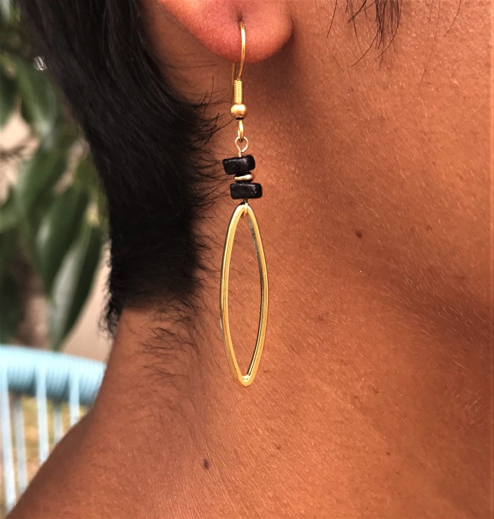 Boucles d'Oreilles Brindille & Perles Heishi En Céramique