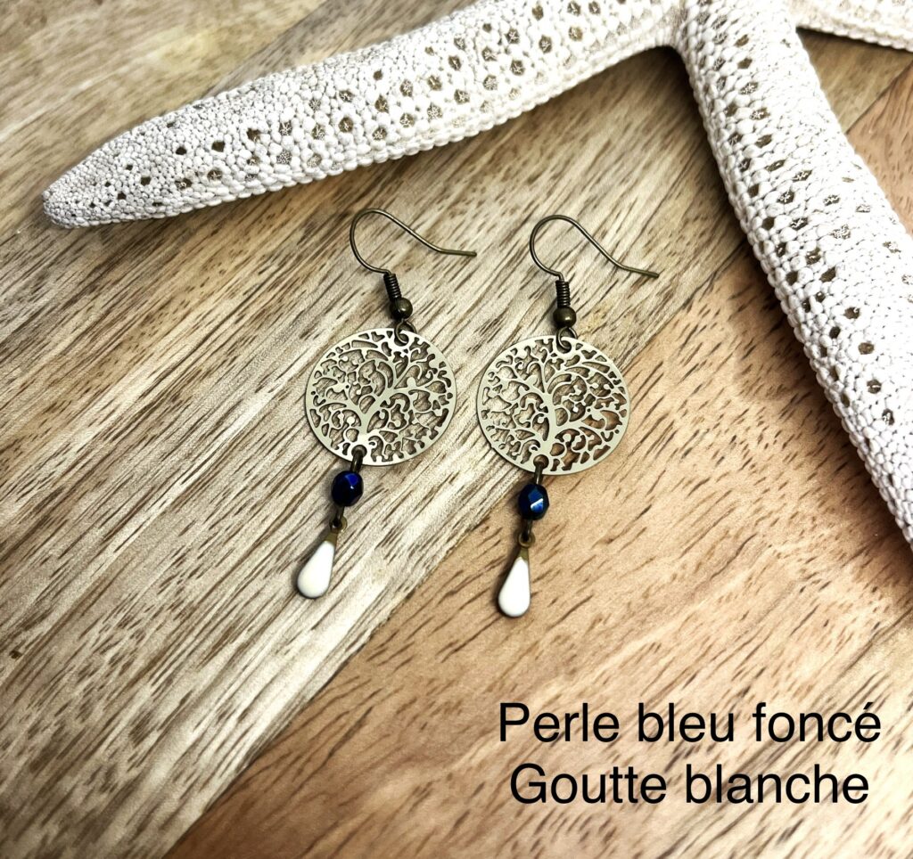 Boucles d'Oreilles Arbre de Vie | Laiton & Perles 