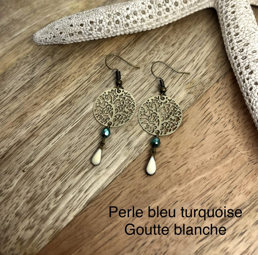 Boucles d'Oreilles Arbre de Vie | Laiton & Perles 