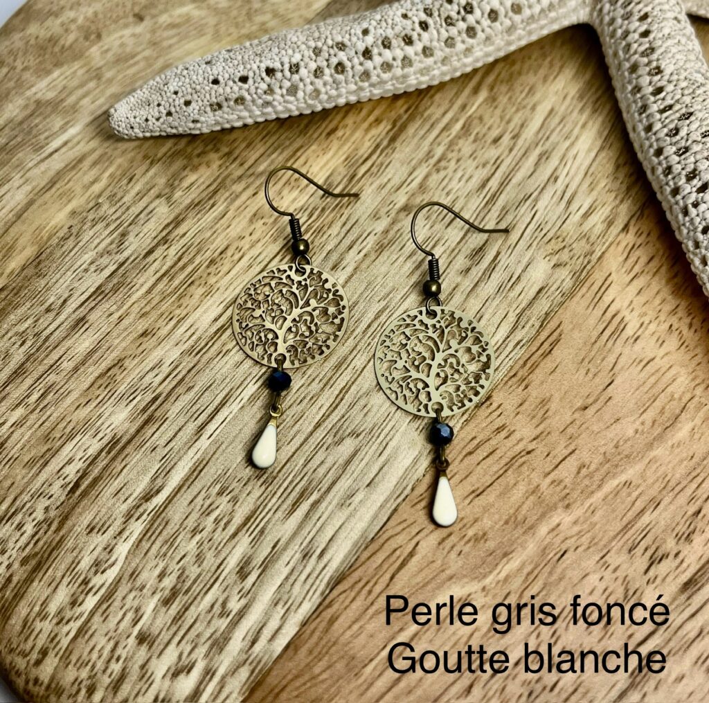 Boucles d'Oreilles Arbre de Vie | Laiton & Perles 