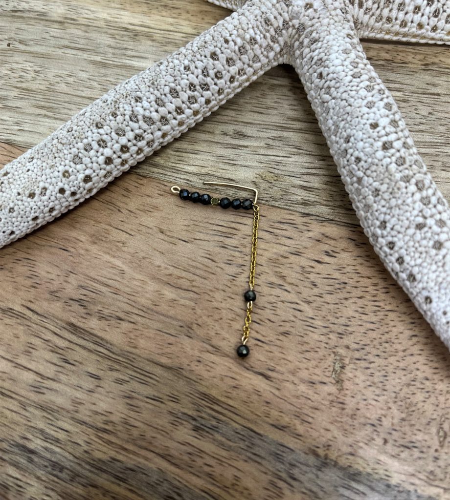 Monoboucle ou Paire Ajustable | Pyrite & Chaînette | Or Laminé