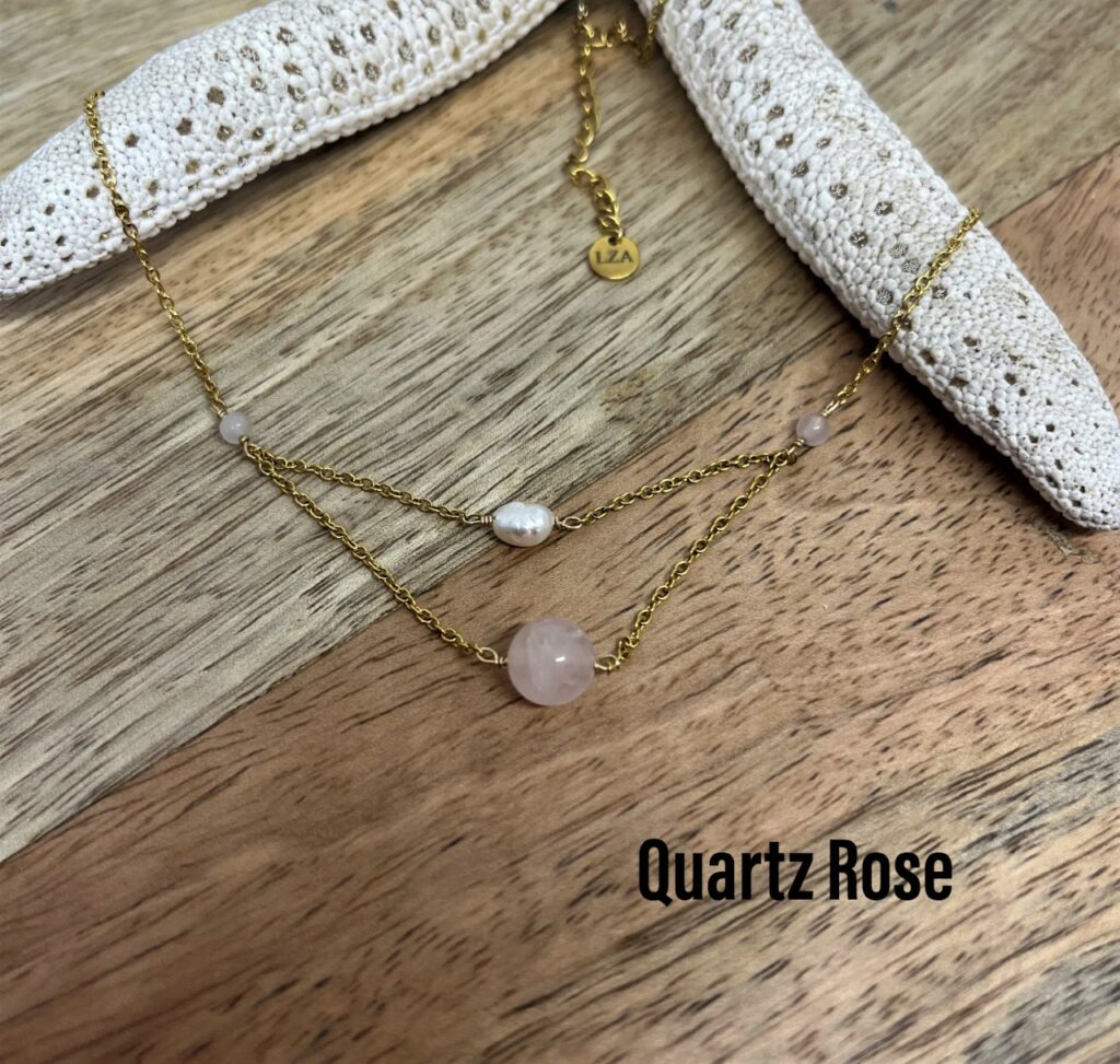 Collier double avec pierres naturelles - Labradorite, Lapis Lazuli, Quartz rose...