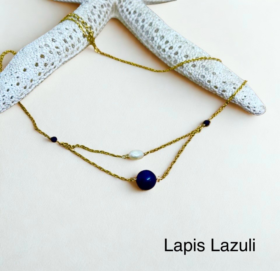 thumbnail_994e79ce-9211-47fe-a4b6-e6db83e59aff.png - LzaCréa Collier double avec pierres naturelles - Labradorite, Lapis Lazuli, Quartz rose...
