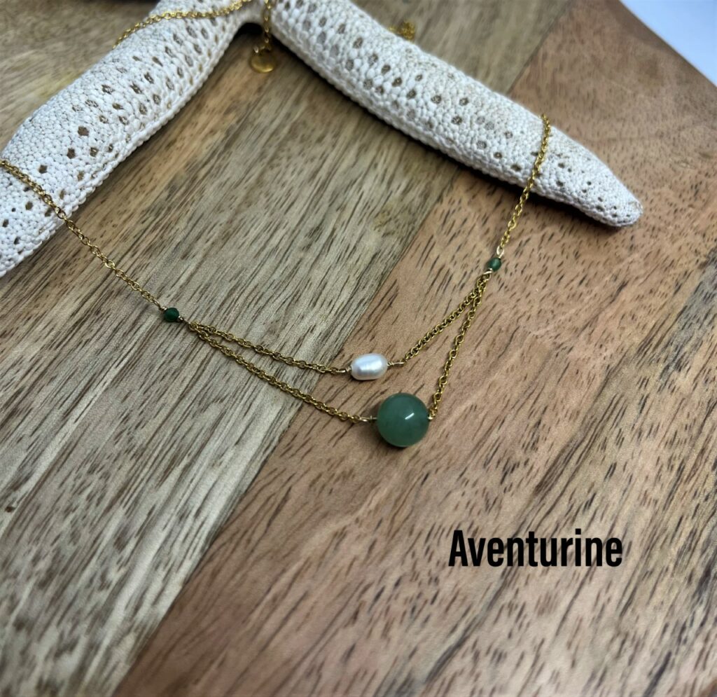 Collier double avec pierres naturelles - Labradorite, Lapis Lazuli, Quartz rose...