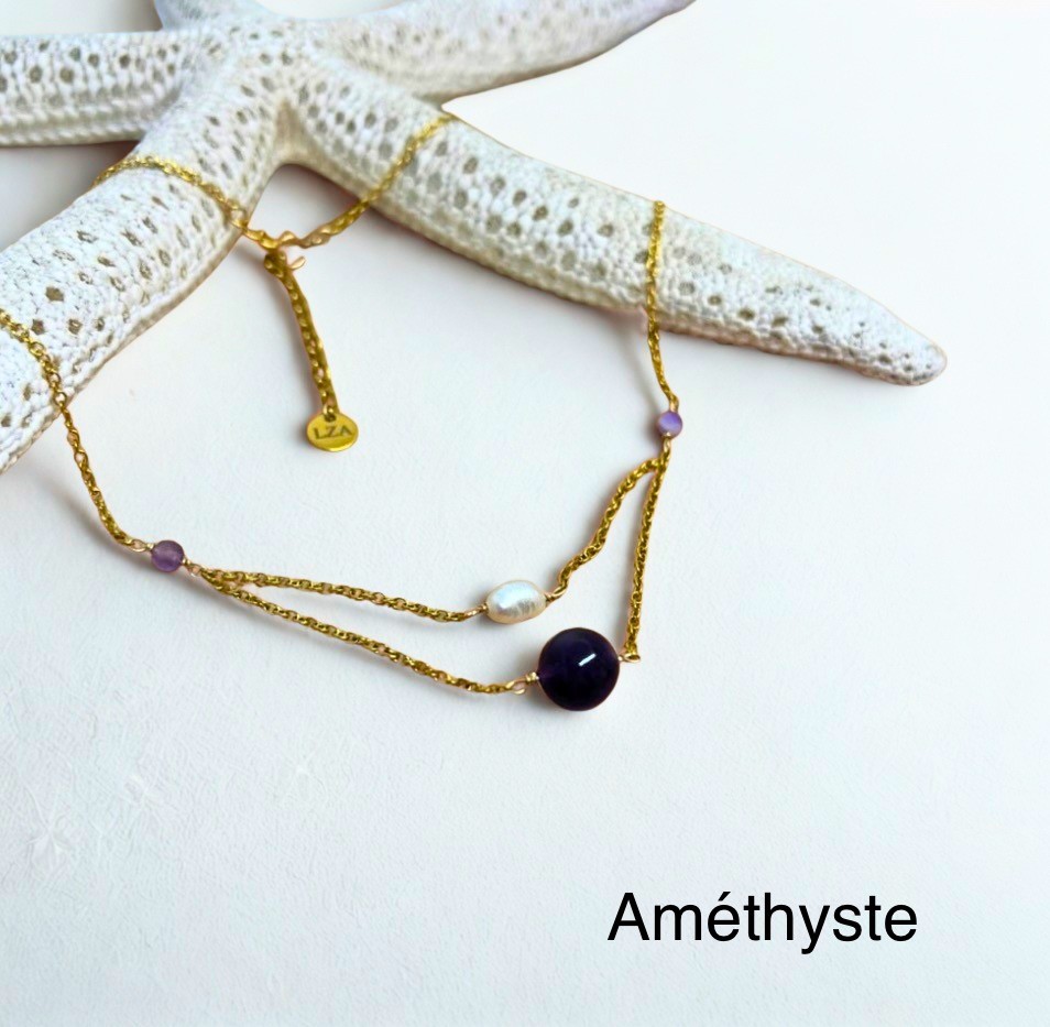 thumbnail_ece547a0-44c9-44a9-9636-fc1b6309f2a2.png - LzaCréa Collier double avec pierres naturelles - Labradorite, Lapis Lazuli, Quartz rose...