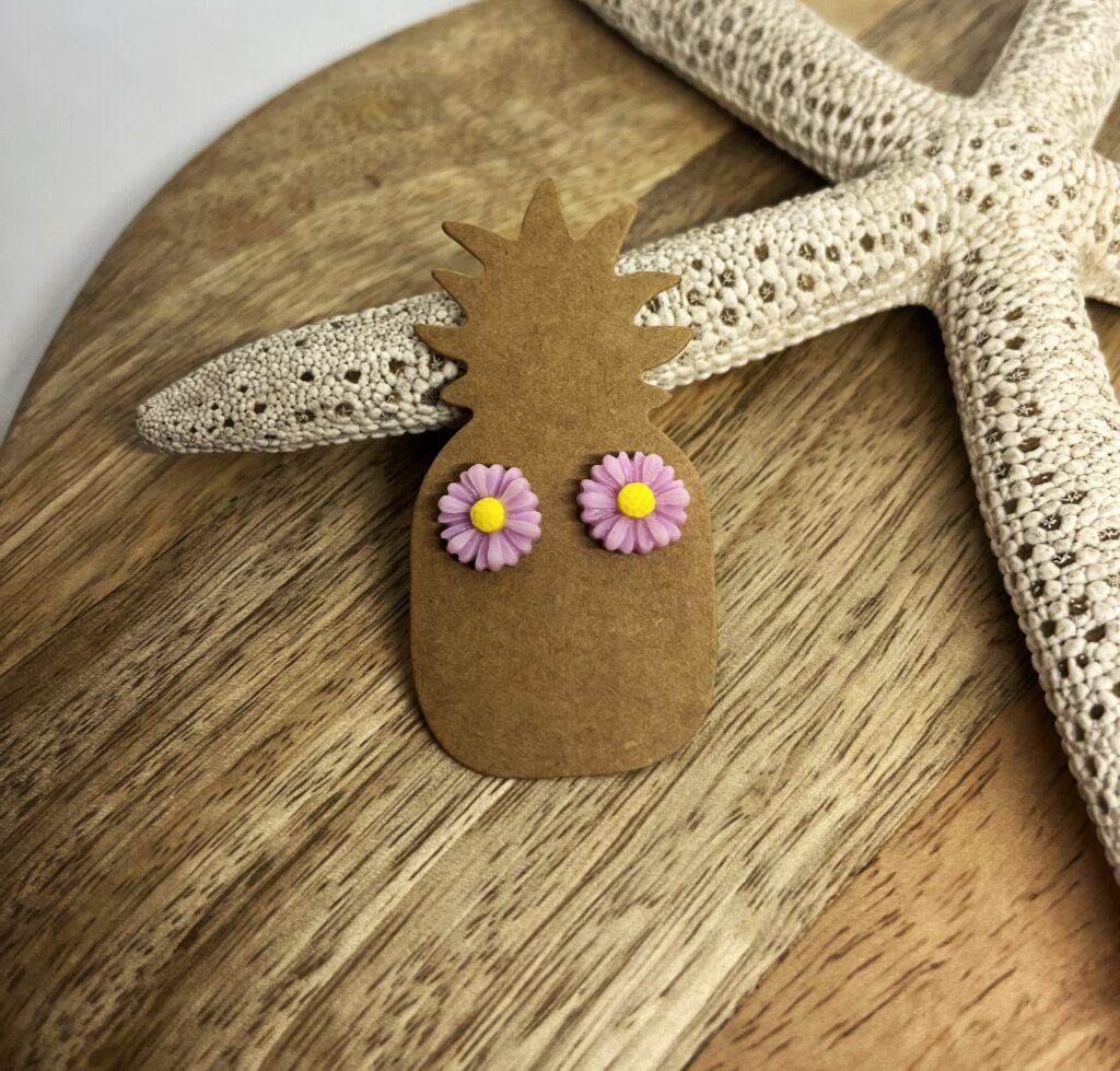Puces d'Oreilles Fleur Résine Colorée