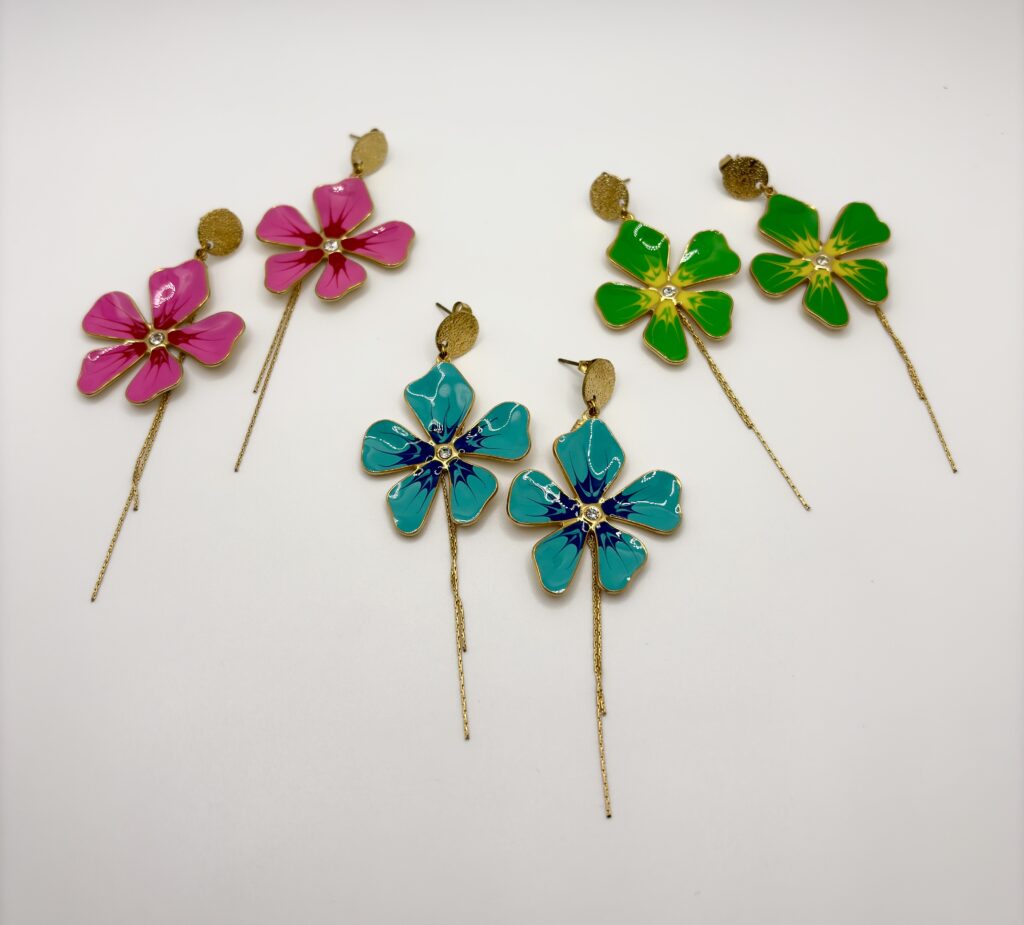 Boucles d'oreilles Hibiscus en Acier Inoxydable Doré - LzaCréa Boucles d'oreilles Hibiscus en Acier Inoxydable Doré