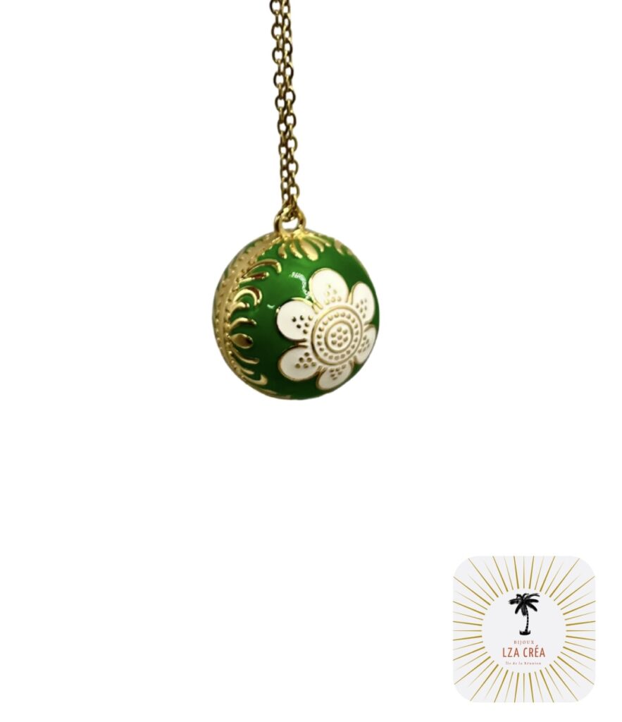 Bola de grossesse Vert et Fleur blanche
