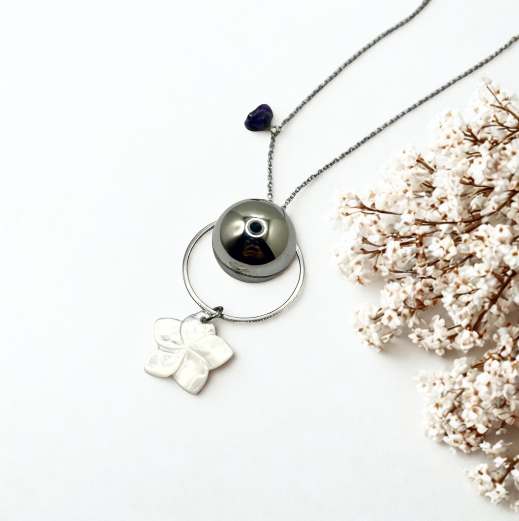 Bola de Grossesse Fleur de nacre argenté *personnalisable* 
