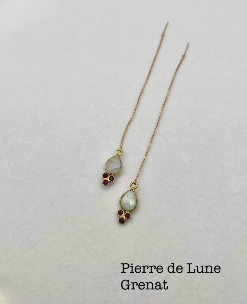 gracieuse - LzaCréa Les Boucles "Gracieuse" Pierre ~ Or laminé 14K