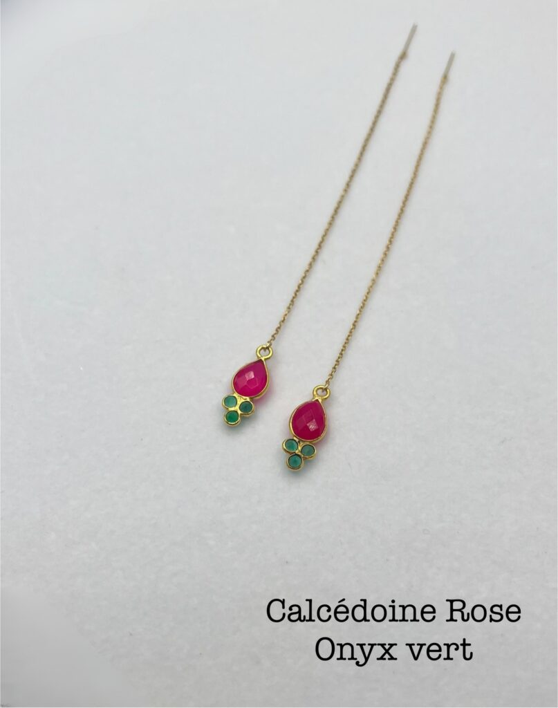 gracieuse - LzaCréa Les Boucles "Gracieuse" Pierre ~ Or laminé 14K