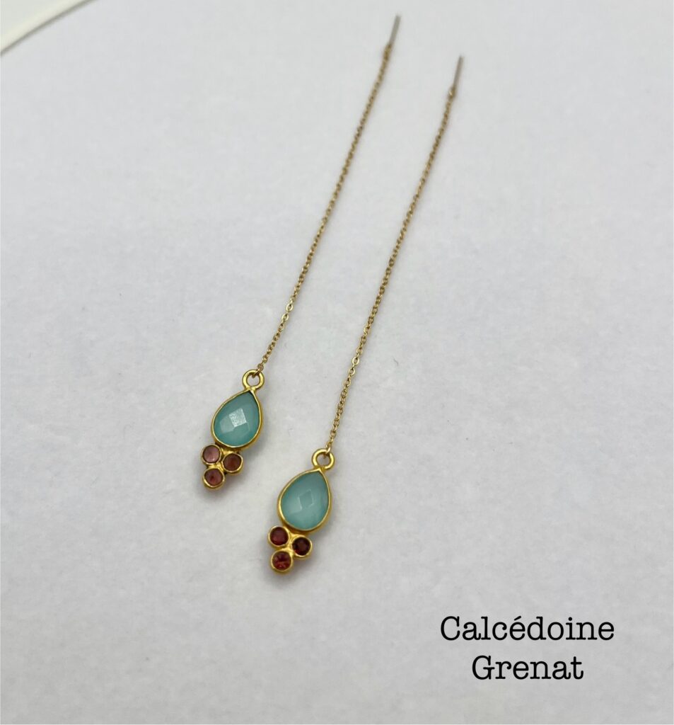 gracieuse - LzaCréa Les Boucles "Gracieuse" Pierre ~ Or laminé 14K