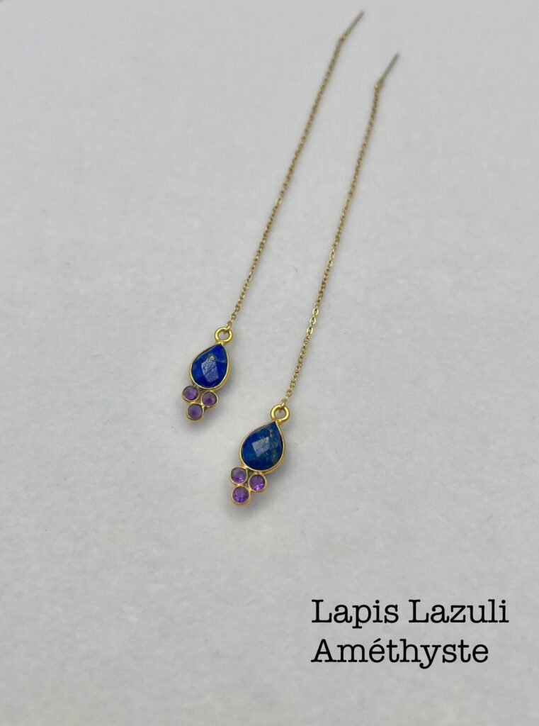 gracieuse - LzaCréa Les Boucles "Gracieuse" Pierre ~ Or laminé 14K