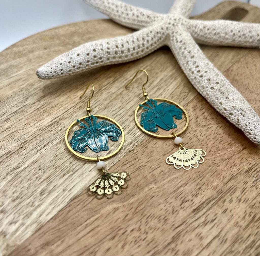 hibiscus - LzaCréa Boucles d'Oreilles Hibiscus • Acier Inoxydable