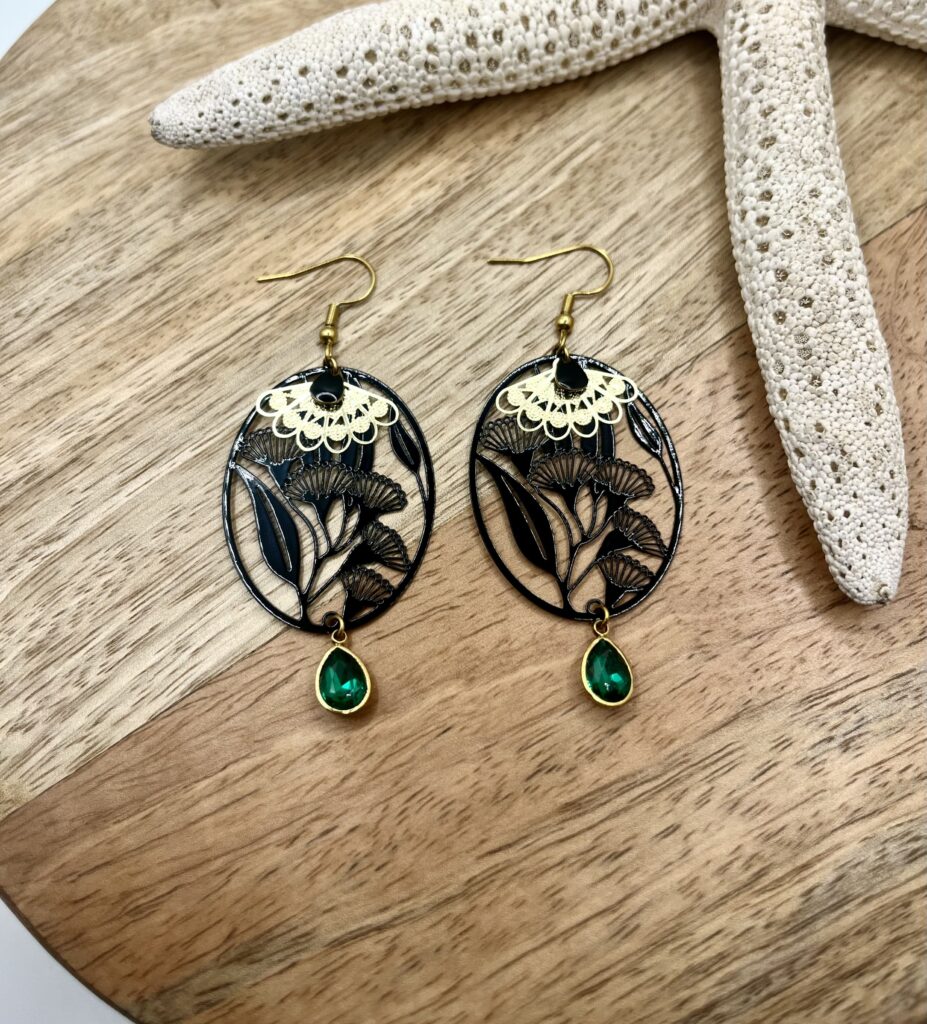 noir 3 - LzaCréa Boucles d'Oreilles Le Dahlia noir