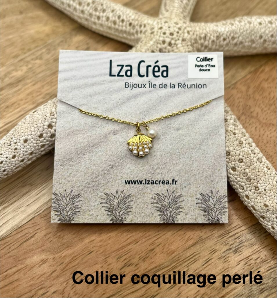 Collier - LzaCréa Collier FAUNE & FLORE Ile de la Réunion • Perle d'Eau Douce & Acier Inoxydable
