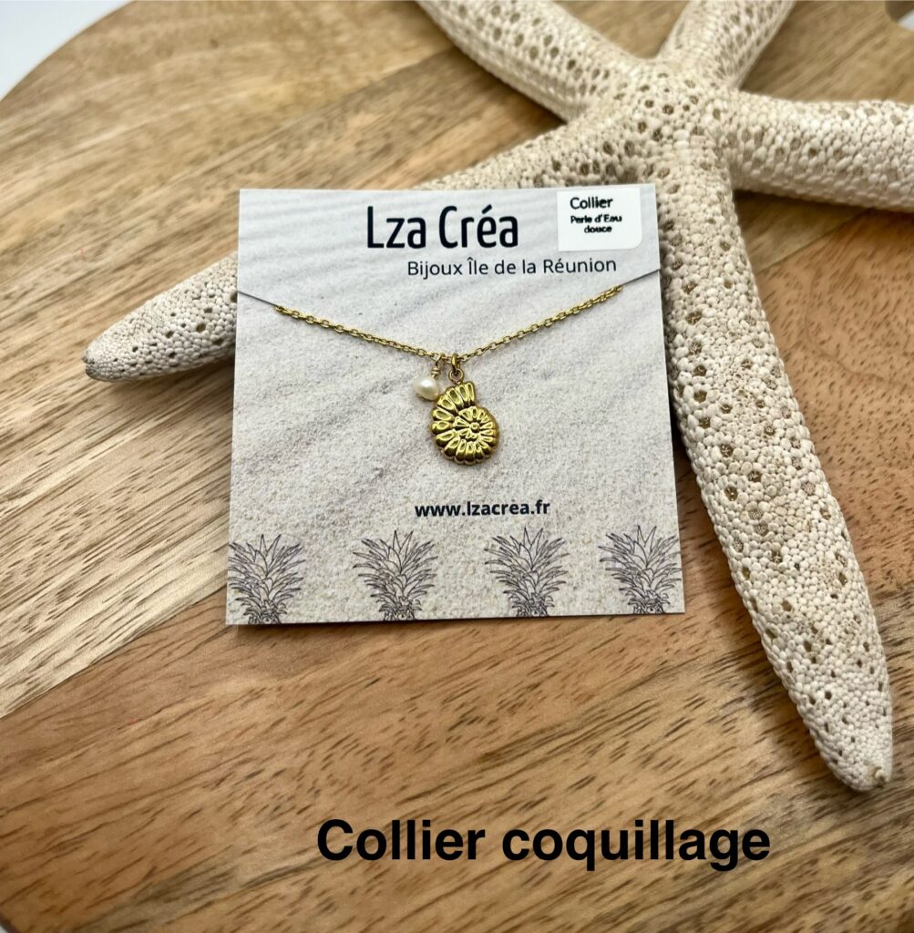 Collier - LzaCréa Collier FAUNE & FLORE Ile de la Réunion • Perle d'Eau Douce & Acier Inoxydable