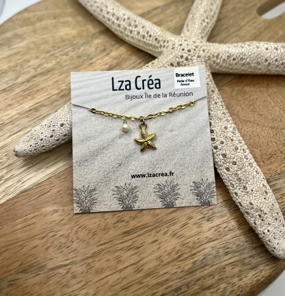 bracelet étoile - LzaCréa Bracelet FAUNE & FLORE Ile de la Réunion • Perle d'Eau Douce & Acier Inoxydable
