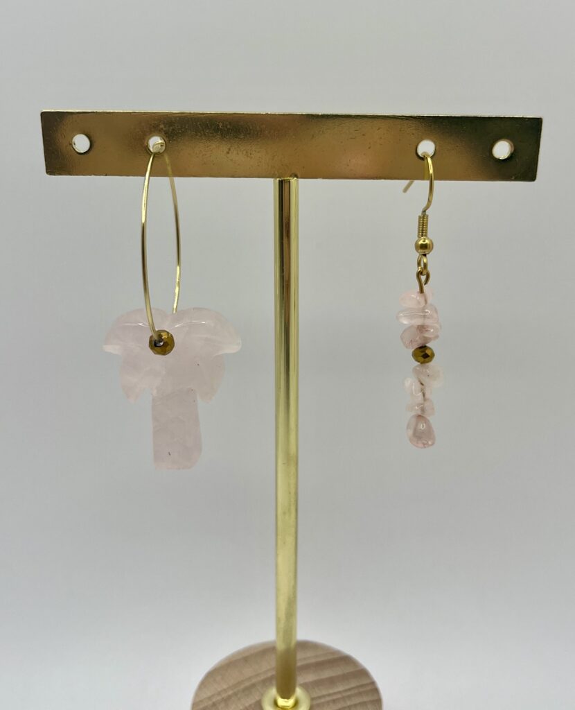 palmier - LzaCréa Boucles Asymétriques Palmier ~ Quartz Rose