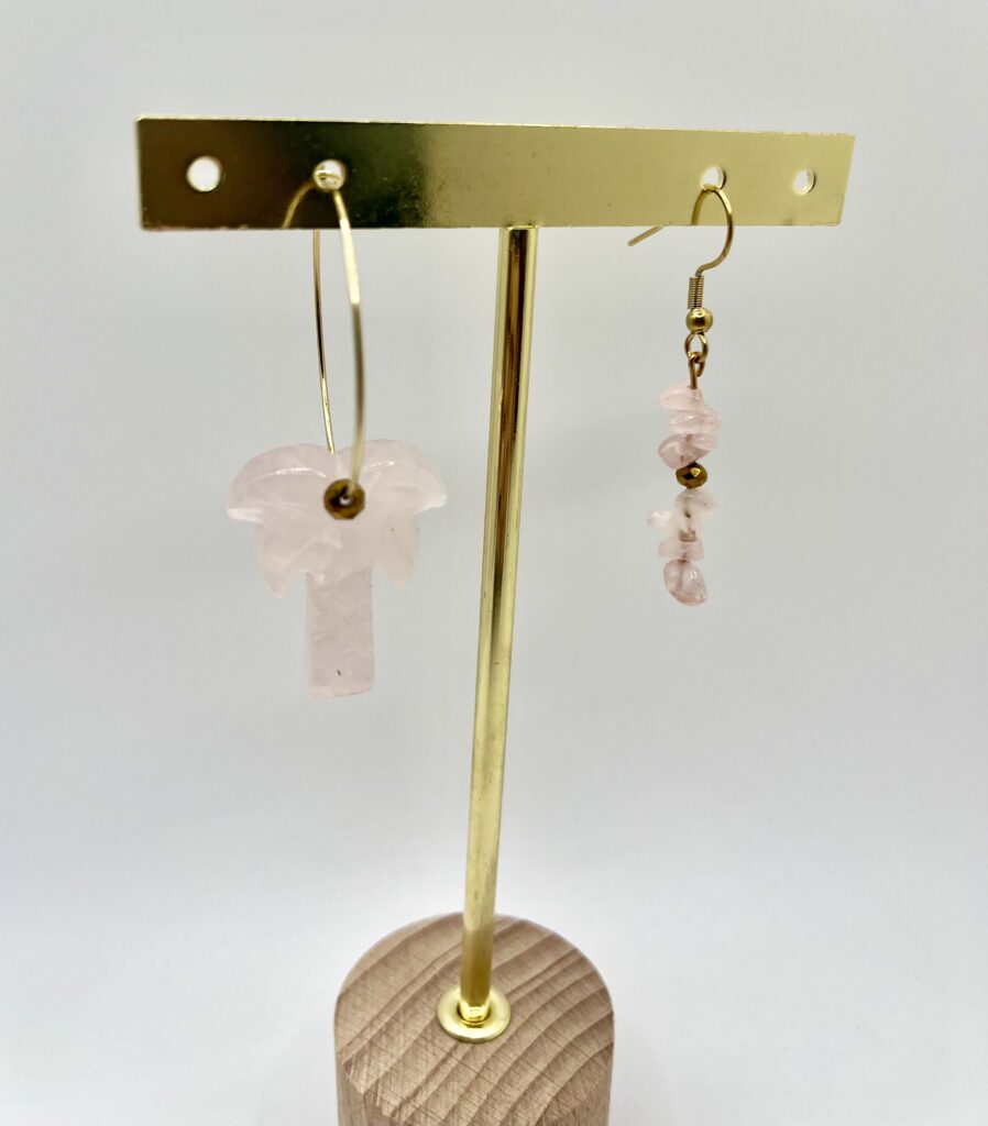 palmier - LzaCréa Boucles Asymétriques Palmier ~ Quartz Rose