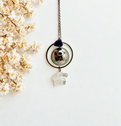 Bola de Grossesse Fleur de Nacre argenté *personnalisable*