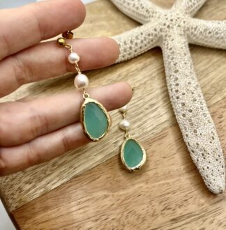 Boucles d'Oreilles Emma •Perle d'Eau Douce&Cristal