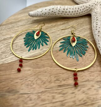 Boucles d'Oreilles Flora Rouge XL