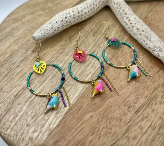 Boucles d’Oreilles Multicolores Petit Oiseau