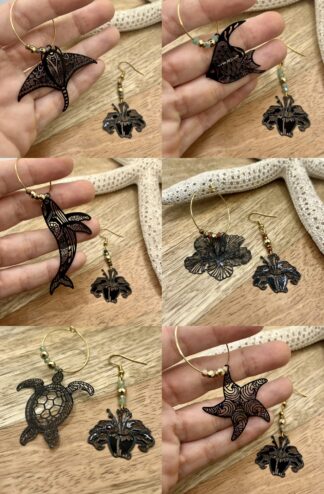 Boucles d'oreilles Asymétriques Hibiscus