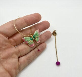 Boucles Asymétriques Papillon & Tourmaline