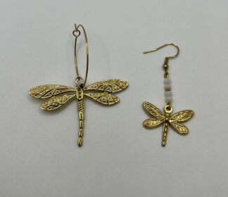 Boucles d’Oreilles Asymétriques Libellules dorées