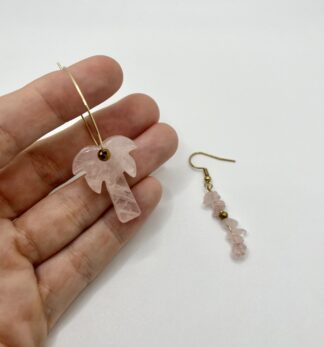 Boucles Asymétriques Palmier ~ Quartz Rose
