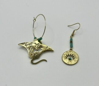 Boucles d'Oreilles Asymétriques Raie & Demi-Soleil