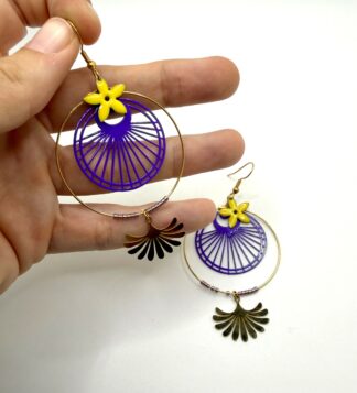 printemps violet boucles d'oreilles acier inoxydable